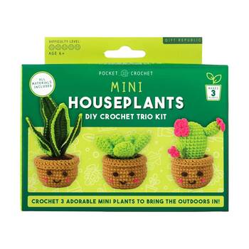 Gift Republic Pocket Crochet Crafts Mini Houseplants Kit Multicolour