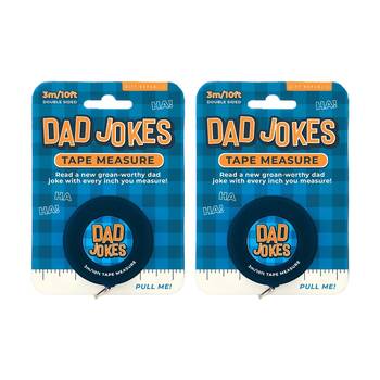 2x Gift Republic Dad Jokes 3m Novelty Humourous Quotes Measuring Tape Navy/White