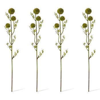 4PK E Style Pom Seeding Spray Realistic Artificial Flower Green 12x12x61cm