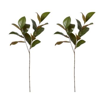 2PK E Style Magnolia Leaf Spray Realistic Artificial Flower Green 25x16x76cm