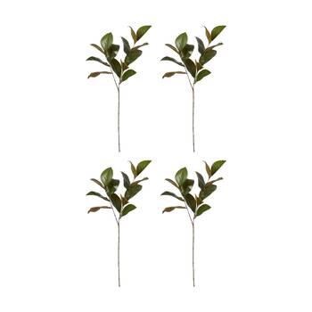 4PK E Style Magnolia Leaf Spray Realistic Artificial Flower Green 25x16x76cm