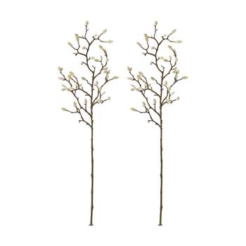 2PK E Style Magnolia Bud Spray Realistic Artificial Flower Natural 25x10x74cm
