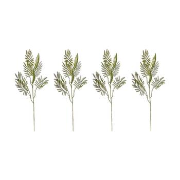 4PK E Style Wattle Leaf Spray Realistic Artificial Flower Plastic Green 61cm