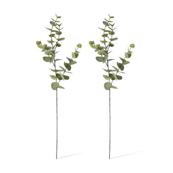2PK E Style Eucalyptus Dollar Spray Realistic Artificial Flower Grey Green 94cm