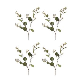 4PK E Style Eucalyptus Seed Spray Realistic Artificial Flower Grey Green 75cm