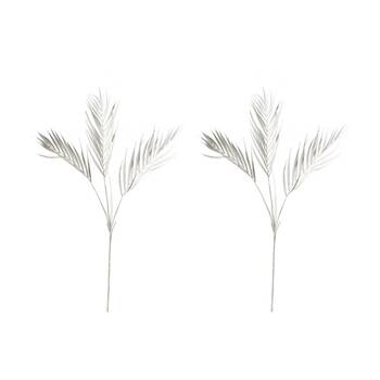 2PK E Style Palm Decor Spray Realistic Artificial Flower Plastic White 97cm