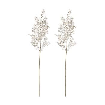 2PK E Style Ruscus Deco Spray Realistic Artificial Flower Plastic White 94cm