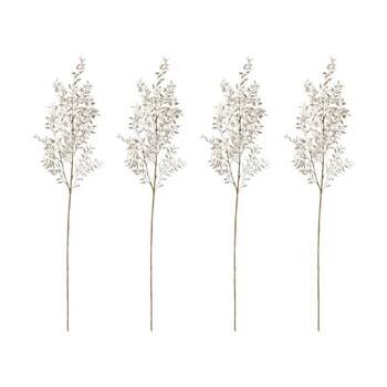 4PK E Style Ruscus Deco Spray Realistic Artificial Flower Plastic White 94cm