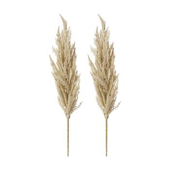 2PK E Style Pampas Grass Stem Realistic Artificial Flower Plastic Beige 94cm