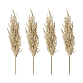 4PK E Style Pampas Grass Stem Realistic Artificial Flower Plastic Beige 94cm