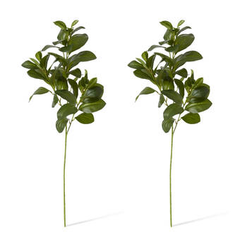 2PK E Style Lush Leaf Spray Realistic Artificial Flower Plastic Green 75cm