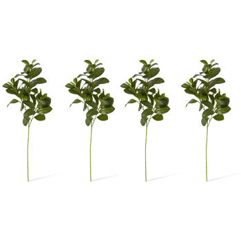 4PK E Style Lush Leaf Spray Realistic Artificial Flower Plastic Green 75cm