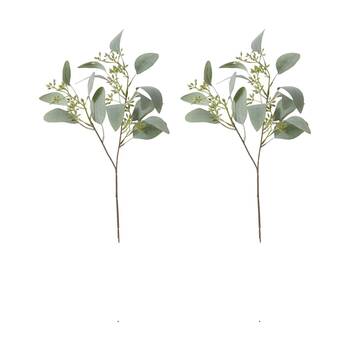 2PK E Style Eucalyptus Seeding Spray Realistic Artificial Flower Grey Green 48cm