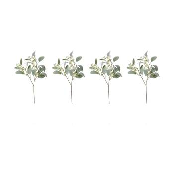 4PK E Style Eucalyptus Seeding Spray Realistic Artificial Flower Grey Green 48cm
