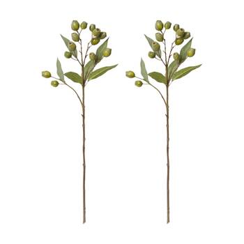 2PK E Style Eucalyptus Gum Nut Spray Realistic Artificial Flower Green 67cm