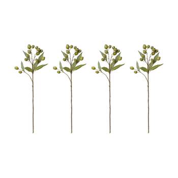 4PK E Style Eucalyptus Gum Nut Spray Realistic Artificial Flower Green 67cm