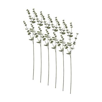 6PK E Style Eucalyptus Spray Realistic Artificial Flower Grey Green 13x3x61cm