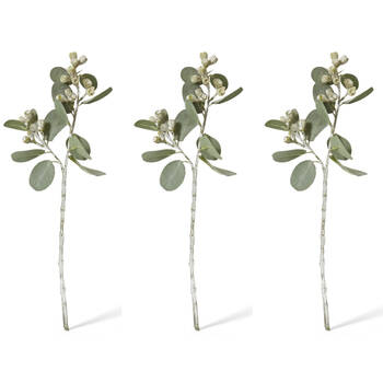 3PK E Style Tetragona Gum Nut Spray Realistic Artificial Flower Grey Green 41cm