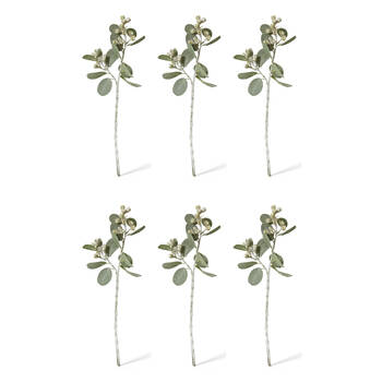 6PK E Style Tetragona Gum Nut Spray Realistic Artificial Flower Grey Green 41cm