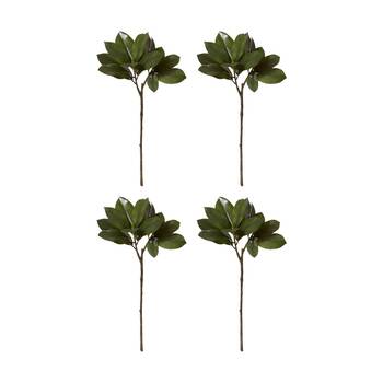 4PK E Style Magnolia Leaf Spray Realistic Artificial Flower Green 40x40x70cm