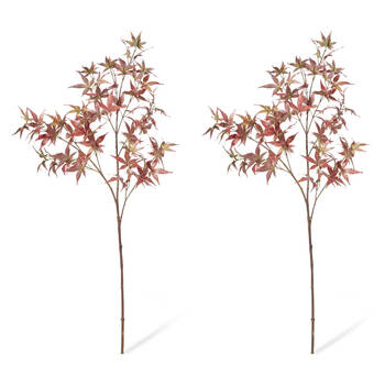 2PK E Style Maple Japanese Spray Realistic Artificial Flower Green Red 95cm