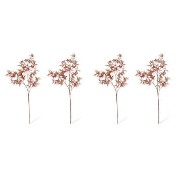 4PK E Style Maple Japanese Spray Realistic Artificial Flower Green Red 95cm