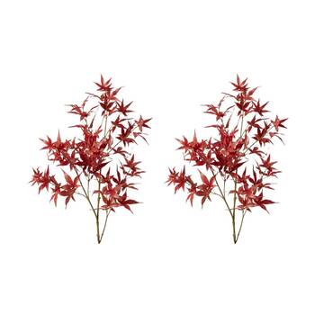 2PK E Style Maple Japanese Spray Realistic Artificial Flower Red 95cm