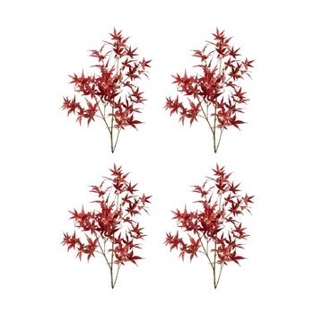 4PK E Style Maple Japanese Spray Realistic Artificial Flower Red 95cm