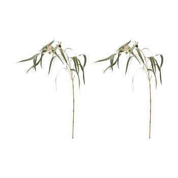 2PK E Style Eucy Flowering Spray Realistic Artificial Flower Pink Green 112cm