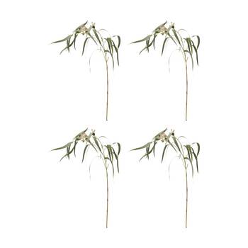 4PK E Style Eucy Flowering Spray Realistic Artificial Flower Pink Green 112cm