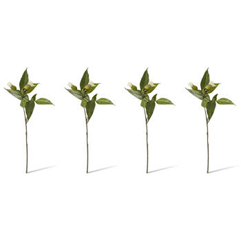 4PK E Style Eucy Nut Flowering Spray Artificial Flower White Green 51cm
