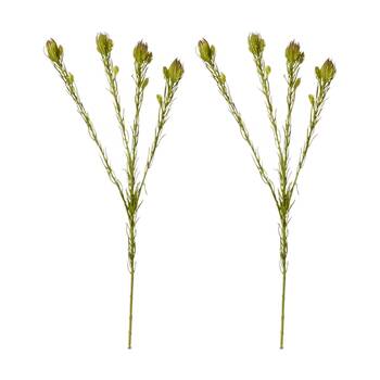 2PK E Style Clubmoss Spray Realistic Artificial Flower Plastic Green Brown 46cm
