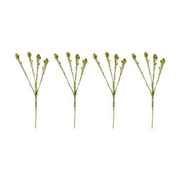 4PK E Style Clubmoss Spray Realistic Artificial Flower Plastic Green Brown 46cm