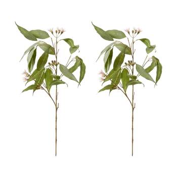 2PK E Style Eucalyptus Flowering Spray Artificial Flower Pink Green 91cm