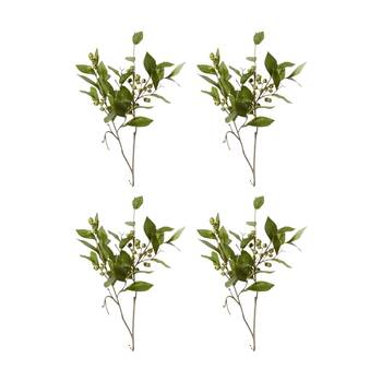 4PK E Style Berry Leaf Spray Realistic Artificial Flower Plastic Green 74cm