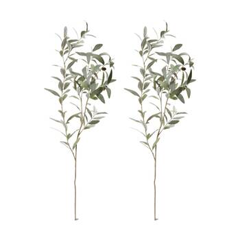 2PK E Style Olive Leaf Branch Realistic Artificial Flower Grey Green 114cm