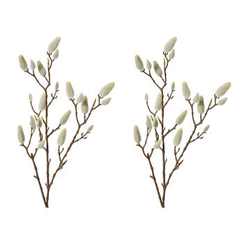 2PK E Style Magnolia Bud Branch Realistic Artificial Flower Cream Brown 76cm