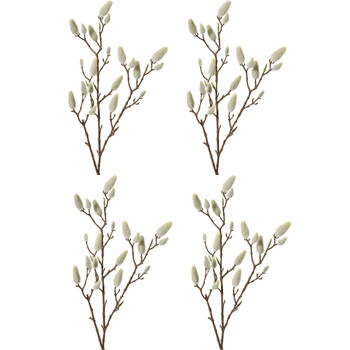 4PK E Style Magnolia Bud Branch Realistic Artificial Flower Cream Brown 76cm