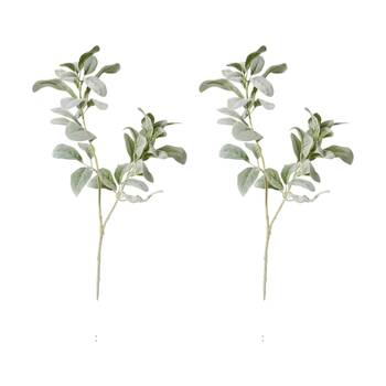 2PK E Style Lambs Ear Leaf Spray Realistic Artificial Flower Grey Green 72cm