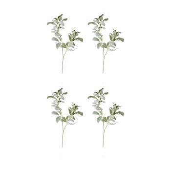 4PK E Style Lambs Ear Leaf Spray Realistic Artificial Flower Grey Green 72cm