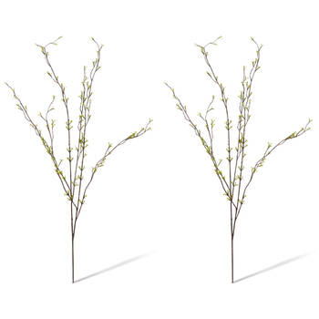 2PK E Style Spring Bud Leaf Spray Realistic Artificial Flower Green 42x22x86cm