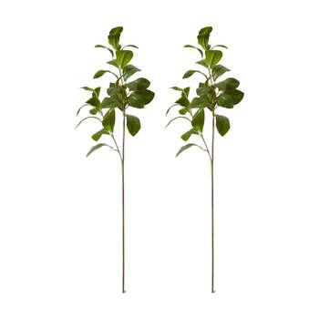 2PK E Style Garden Leaf Spray Realistic Artificial Flower Plastic Green 88cm