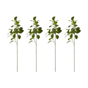 4PK E Style Garden Leaf Spray Realistic Artificial Flower Plastic Green 88cm