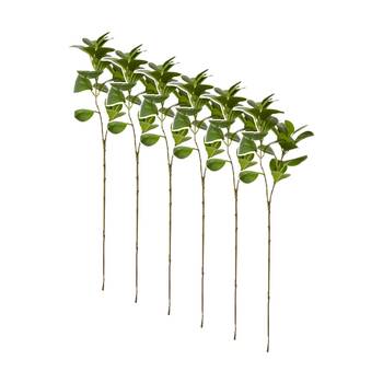 6PK E Style Peperomia Leaf Spray Realistic Artificial Flower Green 22x14x72cm