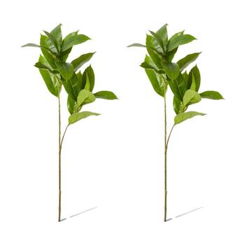 2PK E Style Island Leaf Spray Realistic Artificial Flower Green 38x24x77cm