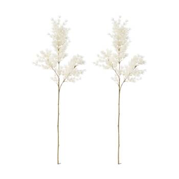 2PK E Style Asparagus Leaf Spray Realistic Artificial Flower White 18x8x74cm