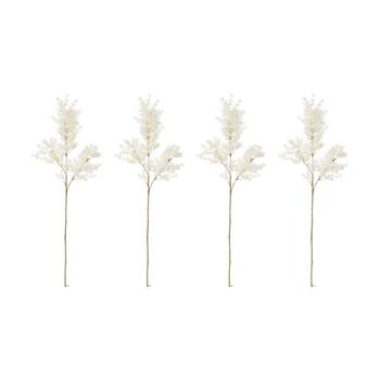 4PK E Style Asparagus Leaf Spray Realistic Artificial Flower White 18x8x74cm