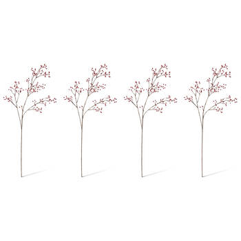 4PK E Style Rosehip Mini Spray Realistic Artificial Flower Plastic Red 99cm
