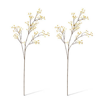 2PK E Style Rosehip Mini Spray Realistic Artificial Flower Plastic Yellow 99cm