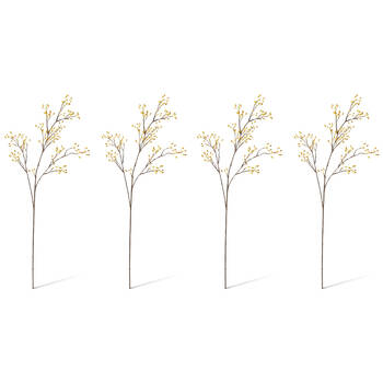 4PK E Style Rosehip Mini Spray Realistic Artificial Flower Plastic Yellow 99cm